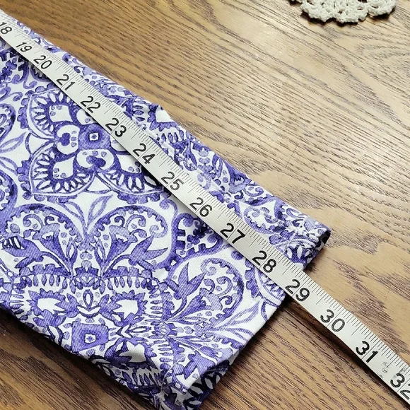 White House Black Market Purple Paisley-Print Ankle Pants - Picture 4 of 5